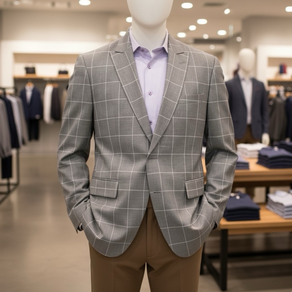 Rossi man 100% wool check pattern coat men’s size 46R